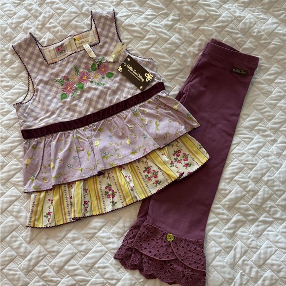 NWT Matilda Jane Enchanted Garden Prudence Gingham Tunic Top & Pants Sz 8 - Picture 1 of 6